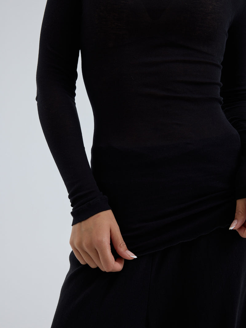 Seamless Basic Cotton Boat puuvillapaita, Black