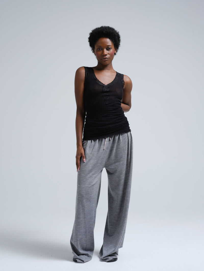 Seamless Basic Cotton Lacey puuvillatoppi, Black
