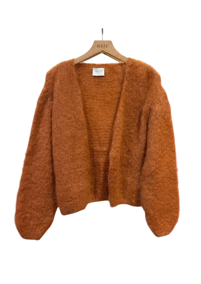 Lyhyt 80% Kid Mohairneuletakki, Hazelnut