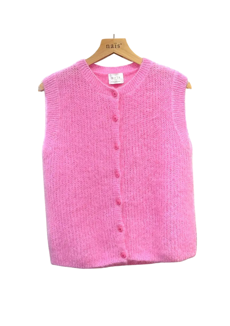 Hihaton 74% Kid Mohairneuletakki napeilla, Candy Pink