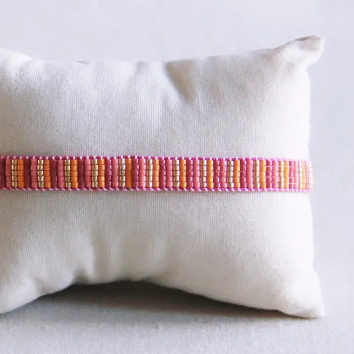 Bazou Stripes Woven rannekoru, Pink/Orange