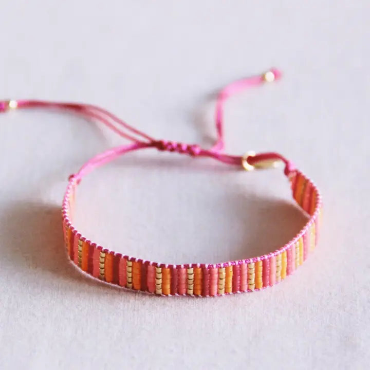 Bazou Stripes Woven rannekoru, Pink/Orange