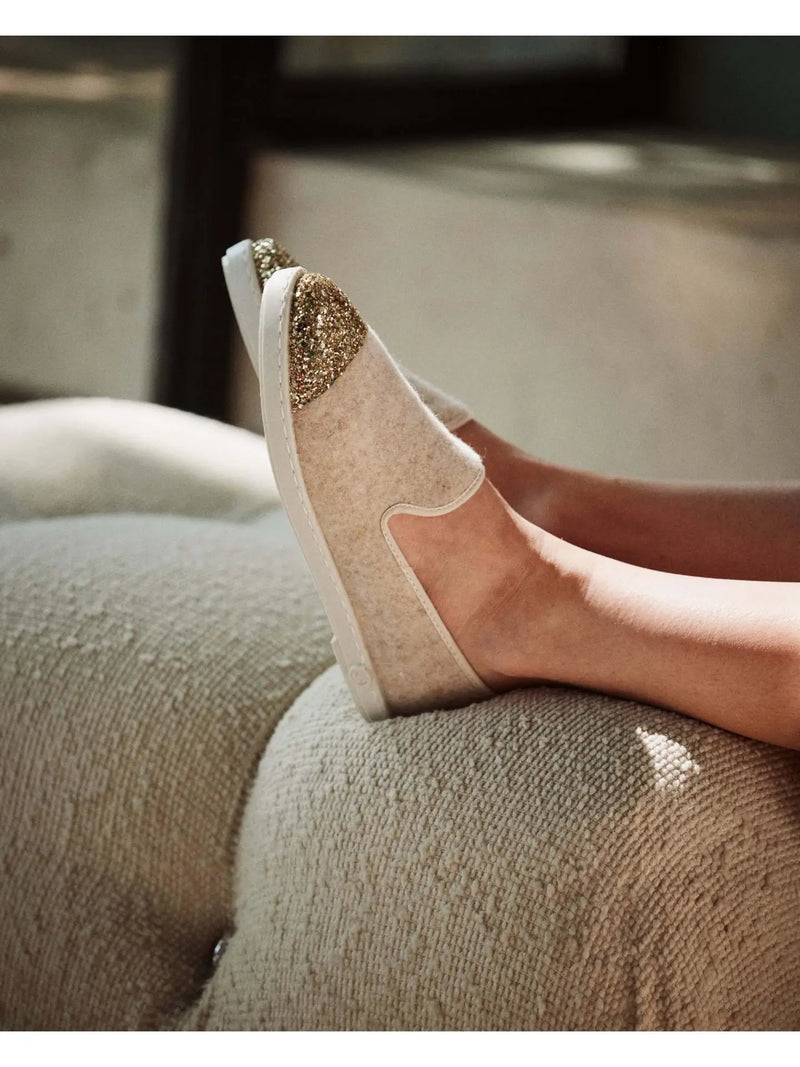 Angarde Naisten villa-tohvelit, beige glitteri