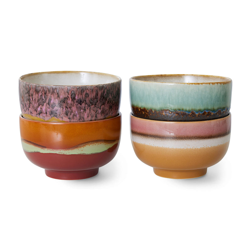 HK Living 70's ceramics nuudelikulhot set of 4, Geyser