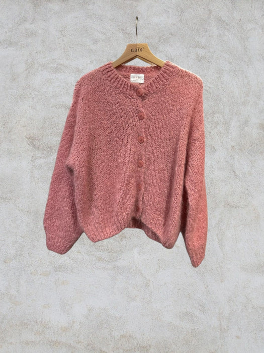 Pehmeä mohair-sekoitus neuletakki, Old Rose