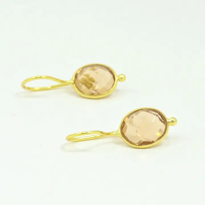 Oval Gemstone kullattu korvakoru, Morganite