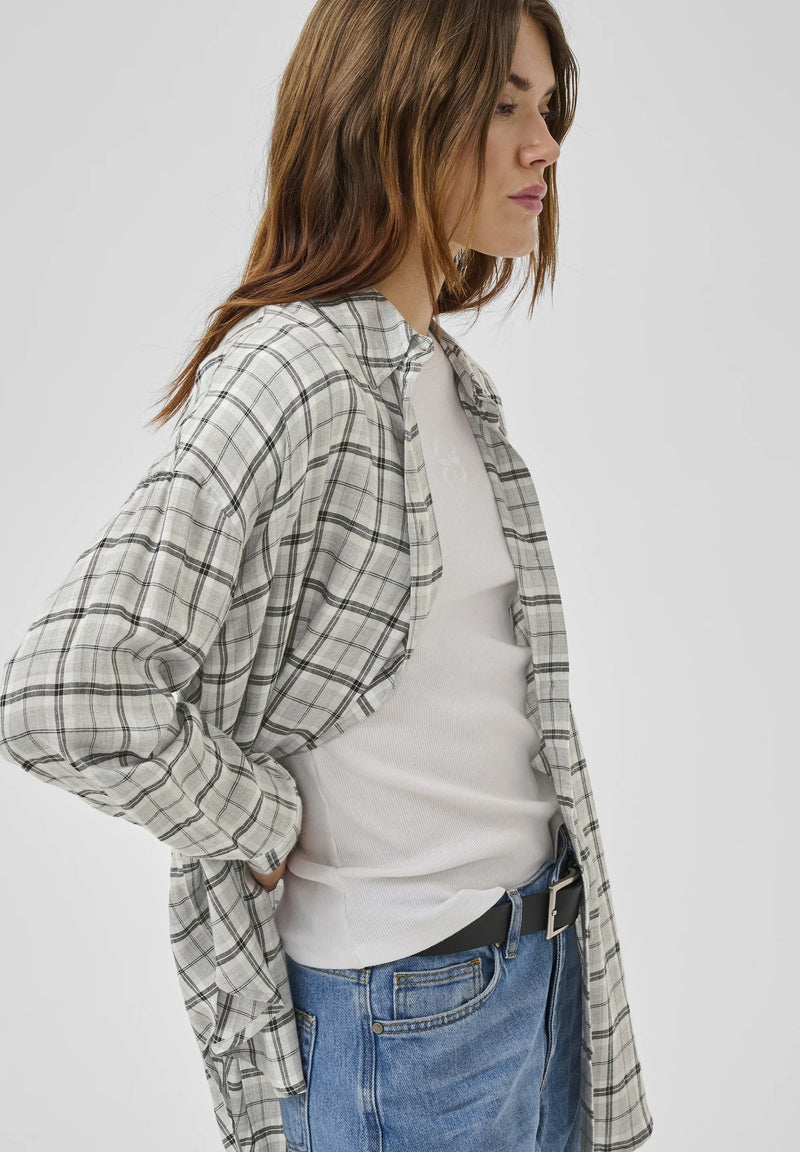 Iris Boxy Shirt paitapusero, Light Grey Check