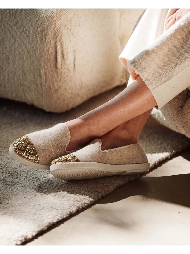 Angarde Naisten villa-tohvelit, beige glitteri