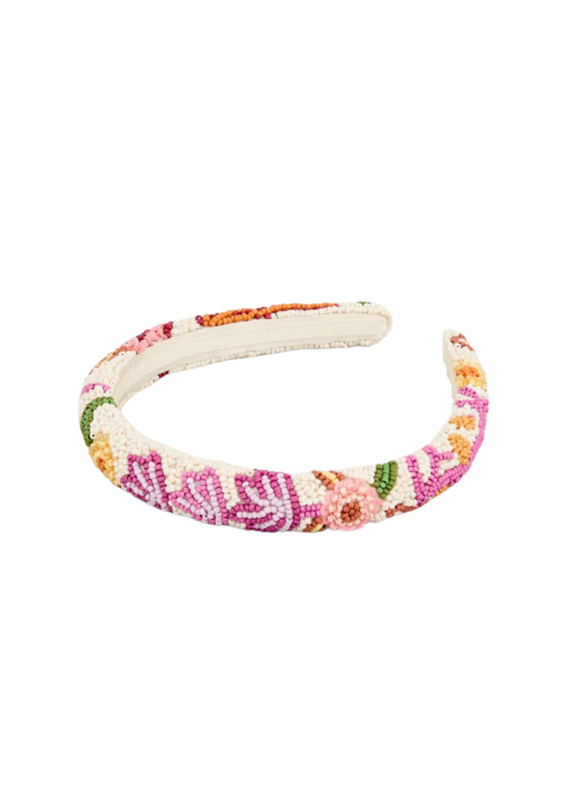 Becksöndergaard Corallo Slim Beaded hiuspanta, Cone Flower Pink
