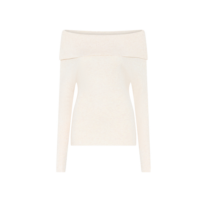 Bruuns Bazaar Tonna off-shoulder neule,  White Cream