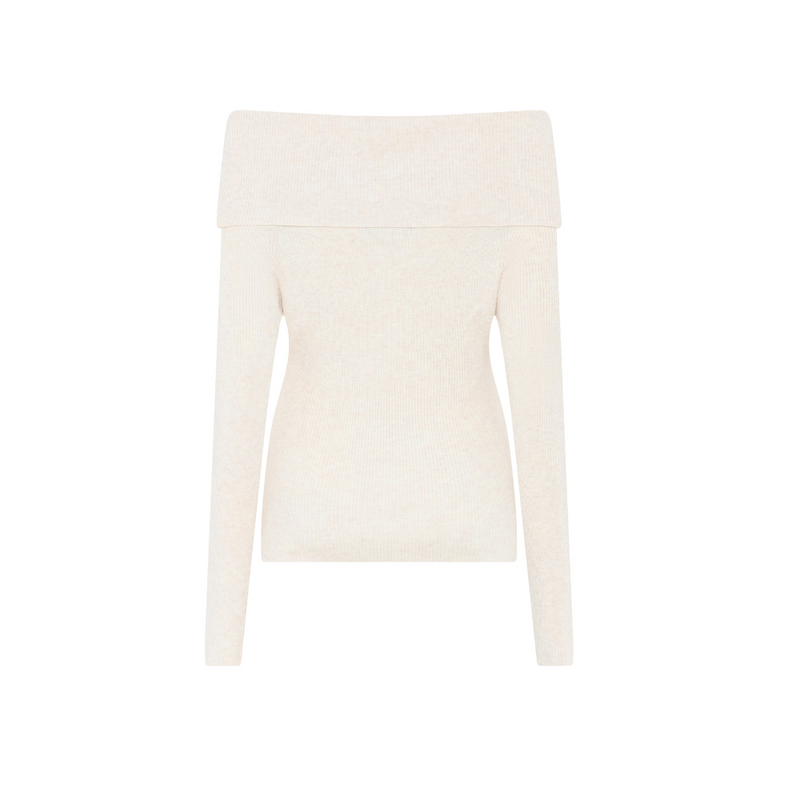 Bruuns Bazaar Tonna off-shoulder neule,  White Cream