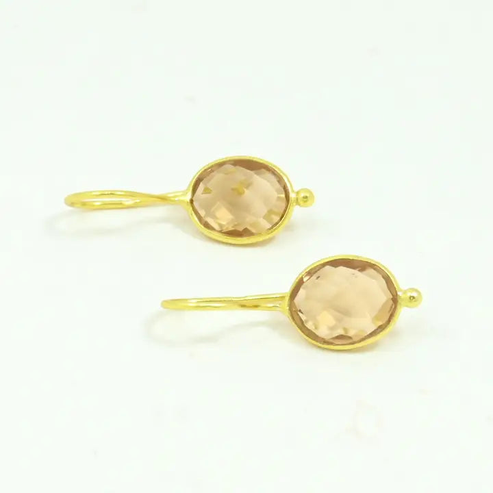 Oval Gemstone kullattu korvakoru, Morganite