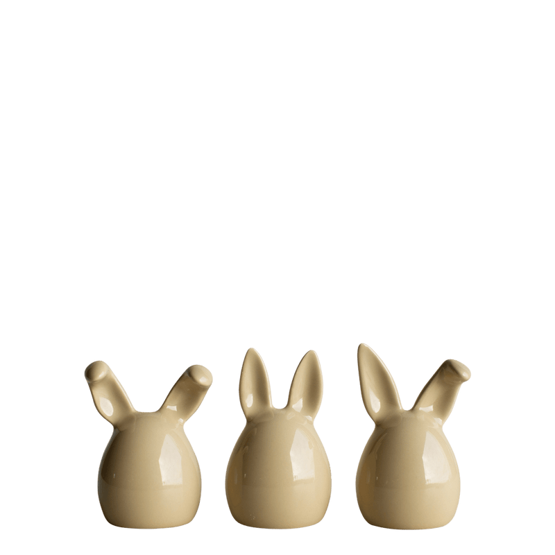 Triplets keraamiset koristeet, shiny yellow