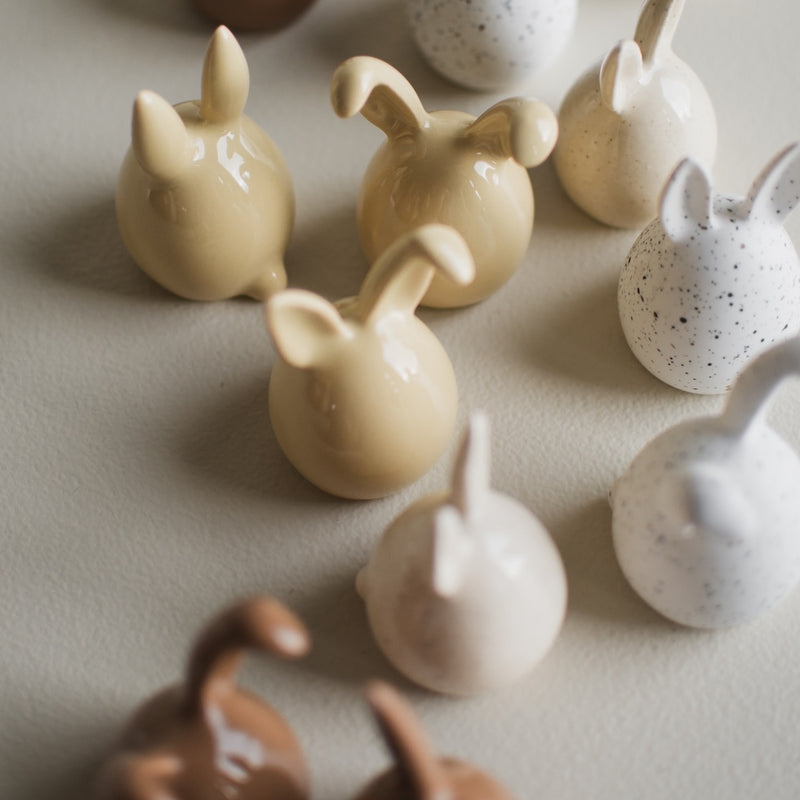 Triplets keraamiset koristeet, shiny yellow