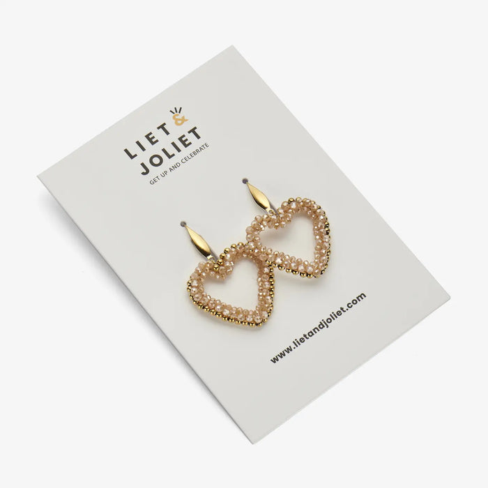 Solina sydän-korvakorut, Beige