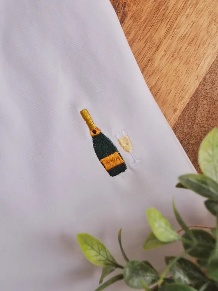 Brodeerattu t-paita Champagne, valkoinen