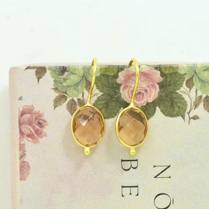 Oval Gemstone kullattu korvakoru, Morganite