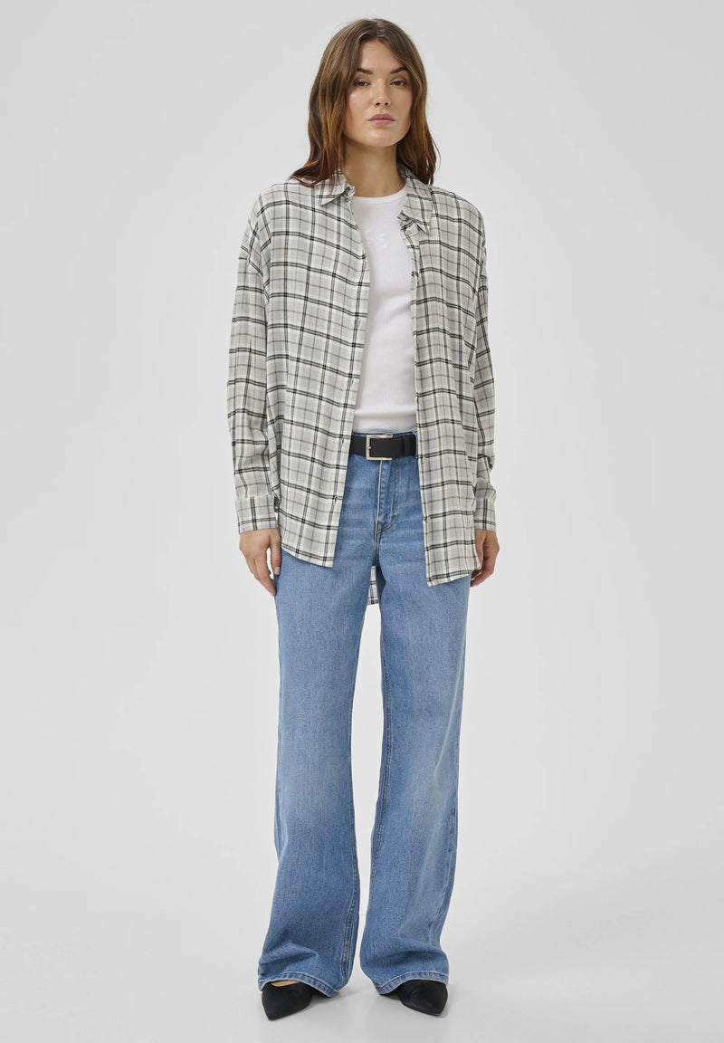Iris Boxy Shirt paitapusero, Light Grey Check
