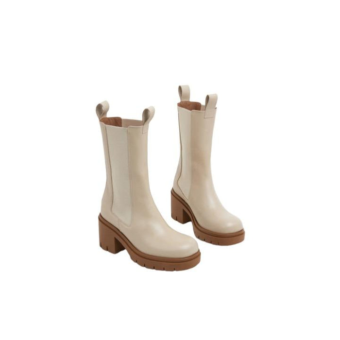 Flattered Lulu Leather Boots, Creme