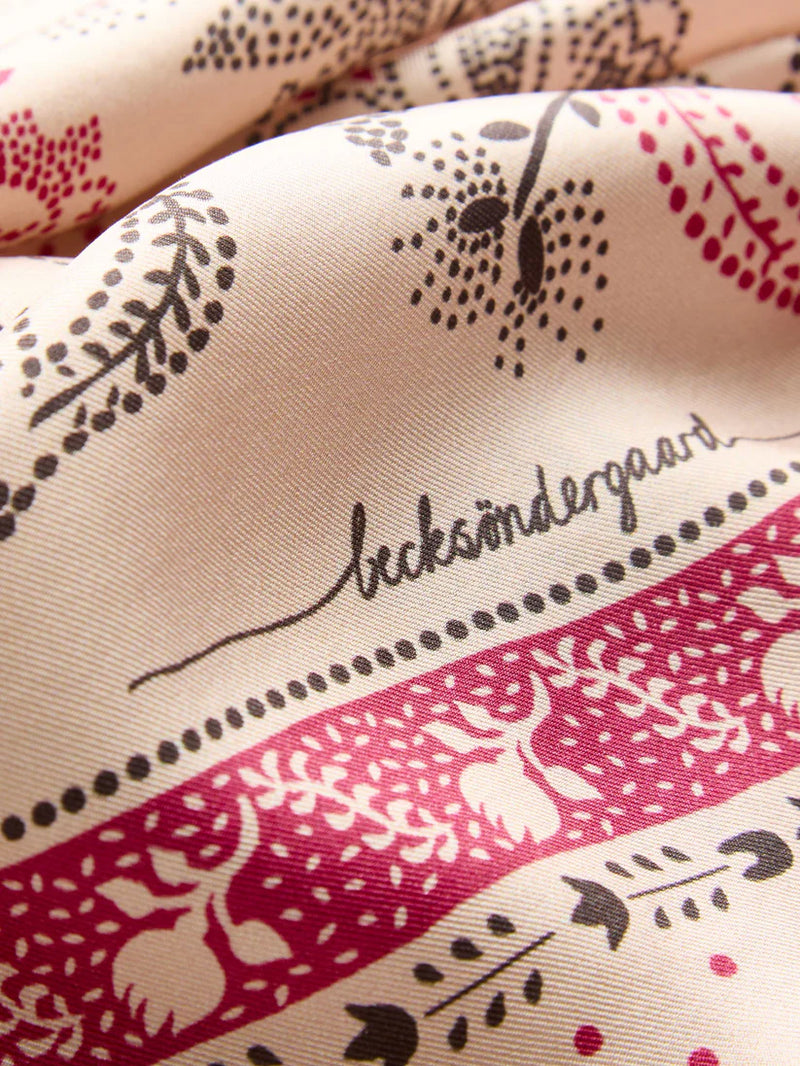 Becksöndergaard Dotted Flora Sia silkkihuivi, Birch White