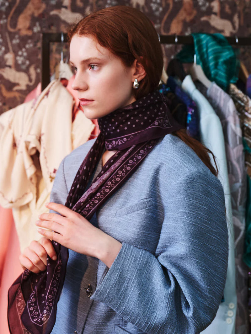 Bromflora Lacia Tabby Sia S silkkihuivi, Fig red