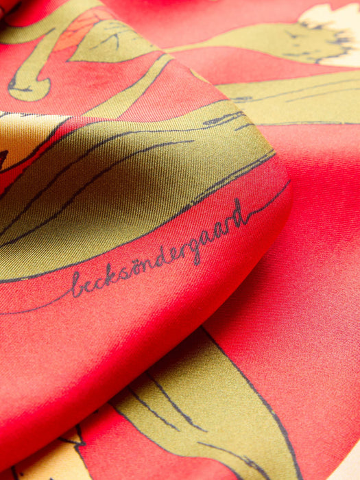 Magna Flower Sia silkkihuivi, Adrenaline Red