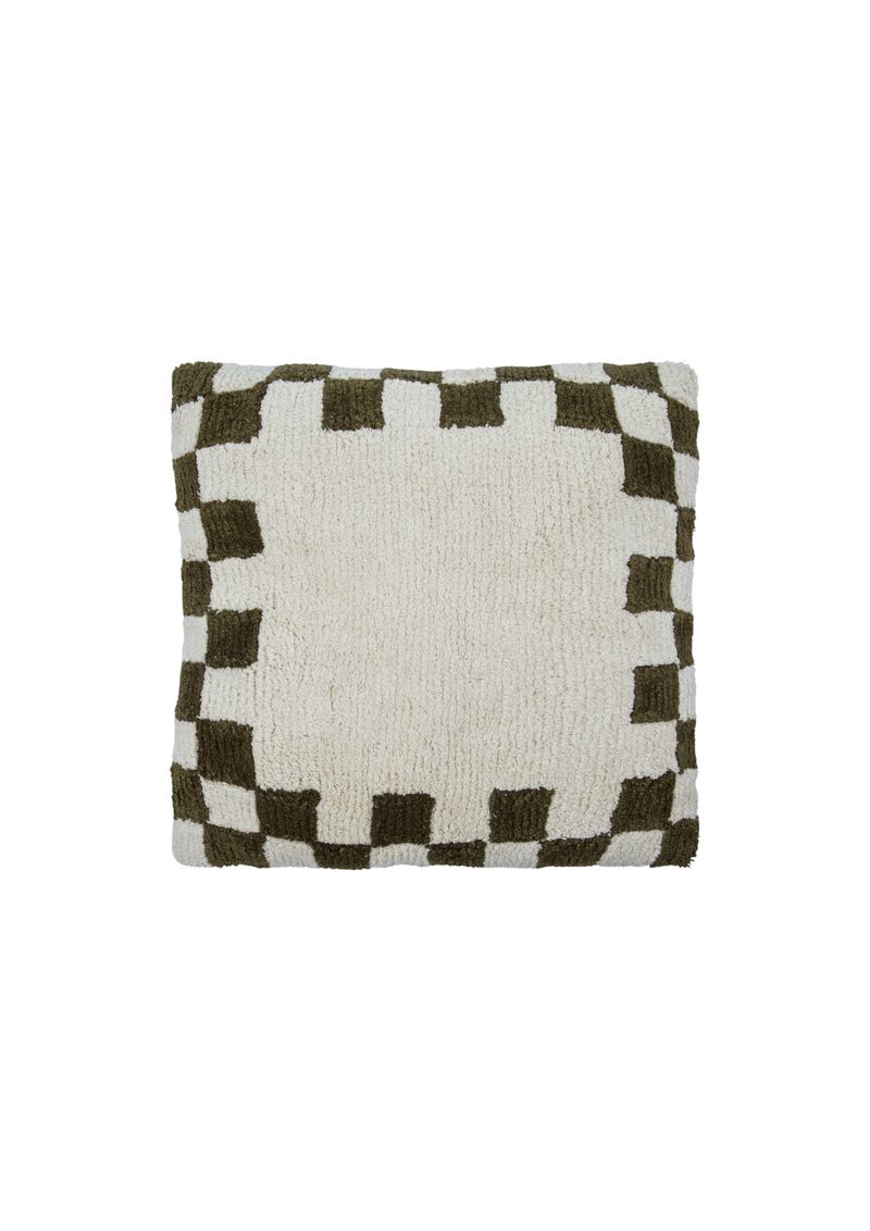 House Doctor Chess tyynynpäällinen, Green/Off-white