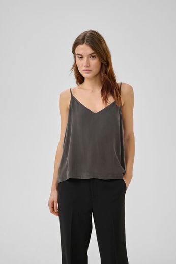 Silk Strap Top, Dark Shadow