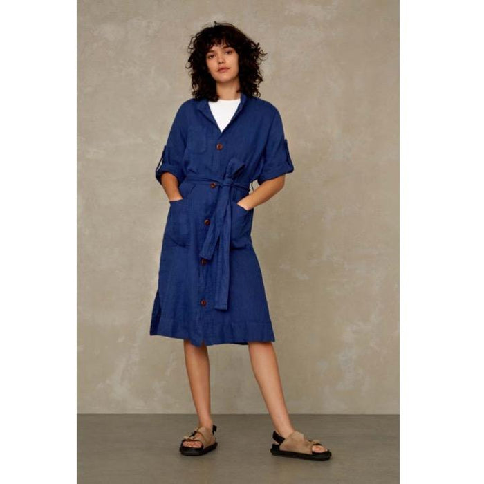 Kings Of Indigo, Caledonia dress, Blue linen