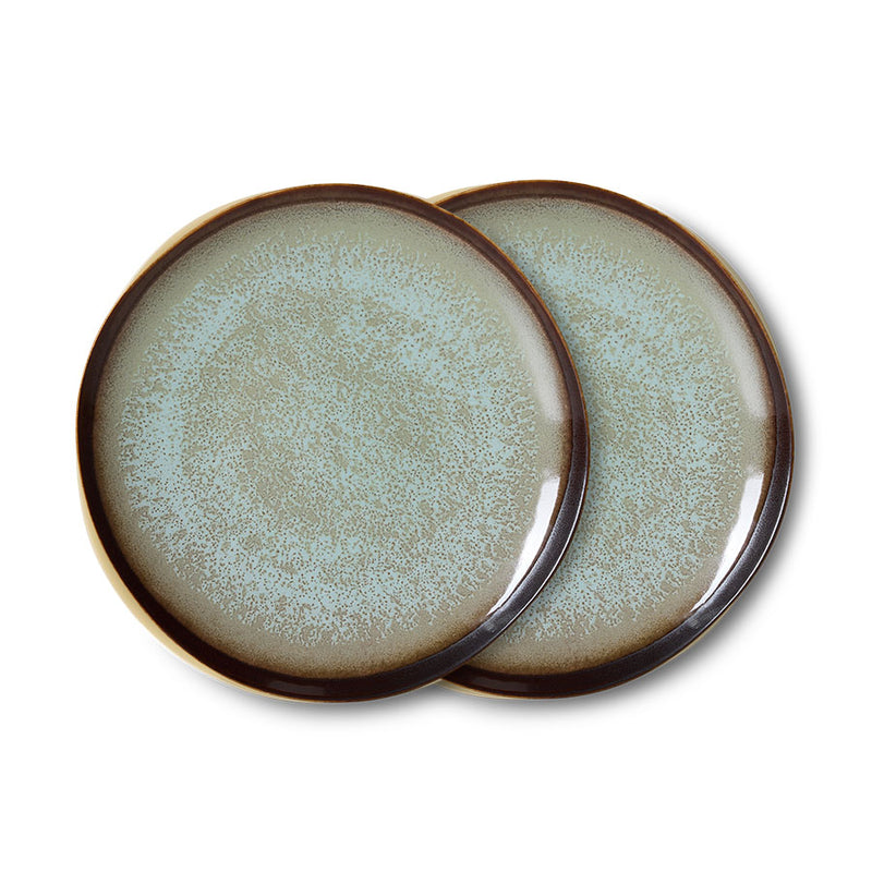 HK Living 70's ceramics side plates, Contrast (set of 2)
