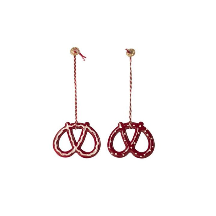 Maileg Metal Ornament, Pretzel set of 2