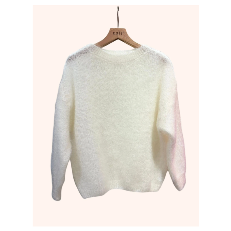 80% Kid Mohair neulepaita, Ecru