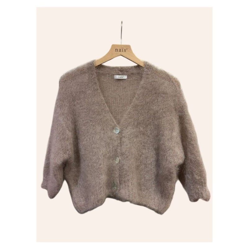 80% Kid Mohair lyhythihainen neuletakki, Taupe