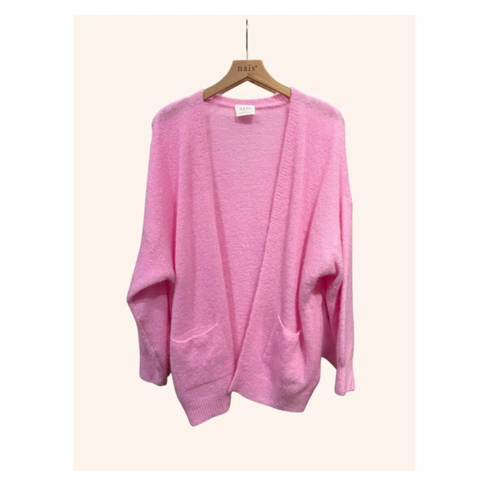 Mohair-sekoitus neuletakki taskuilla, Candy pink