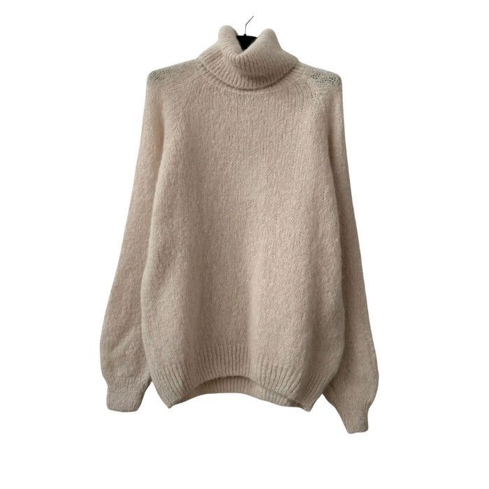 Alpakkaseos neulepaita  kilpikonnakauluksella, beige