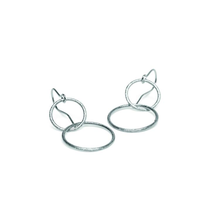 Pernille Corydon Double Plain Ear Hooks Silver