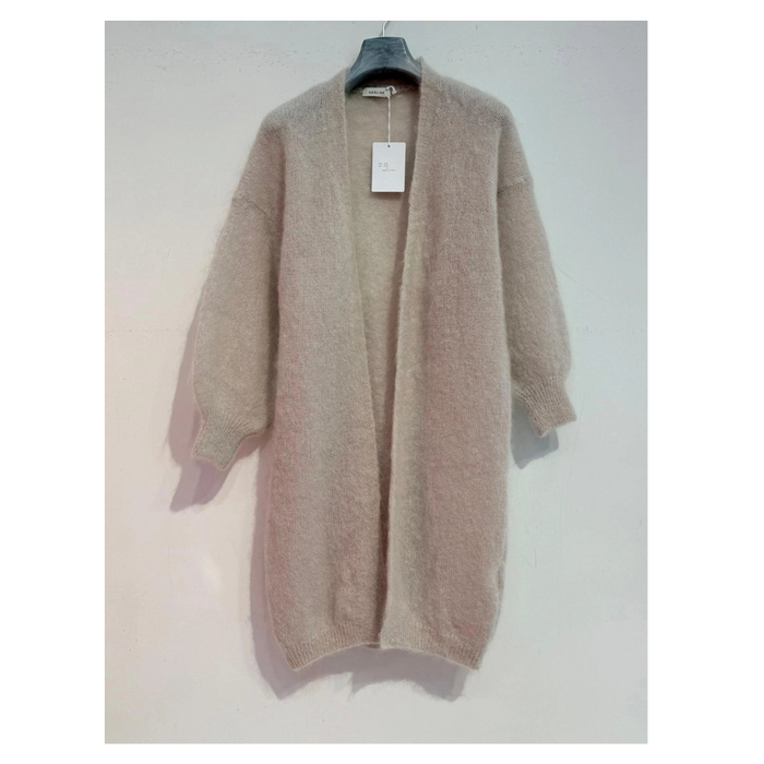 80% Kid Mohair pitkä neuletakki, beige