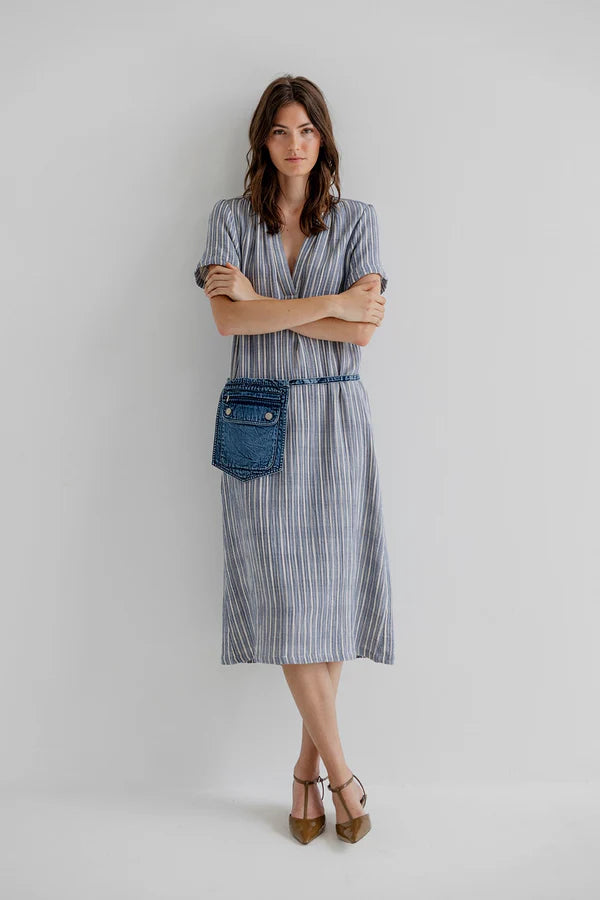 Project AJ117 Copenhagen Medina puuvillamekko, indigo stripes