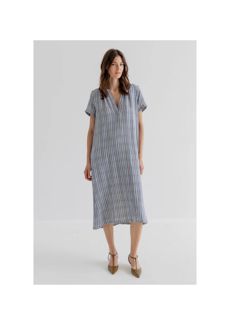 Project AJ117 Copenhagen Medina puuvillamekko, indigo stripes